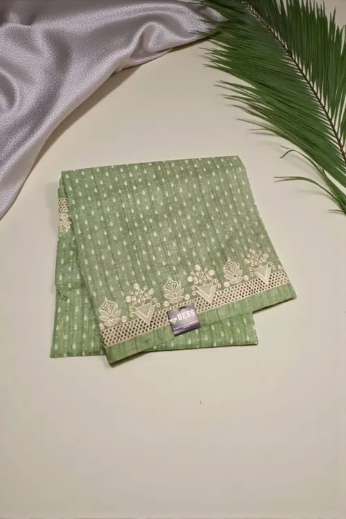 Cut work sarees-A01929 Green